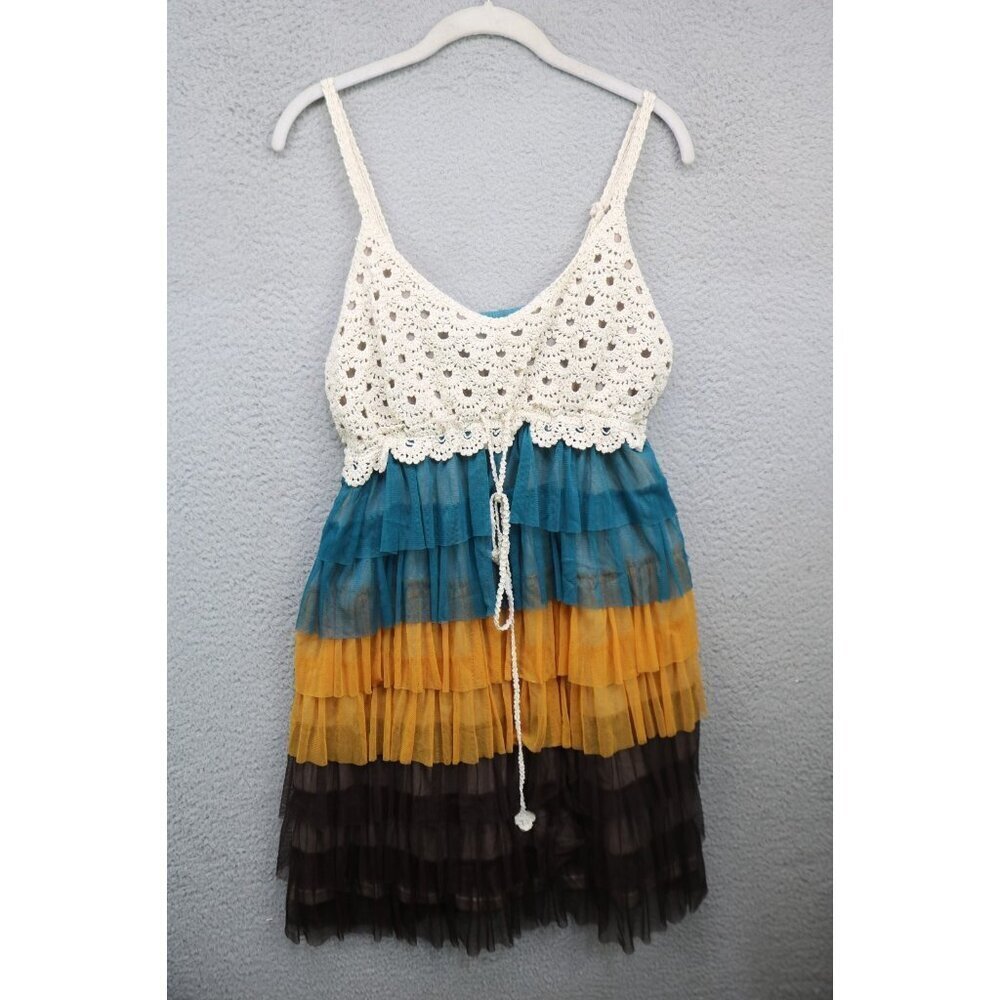 Rebellion Crochet Babydoll Layered Ruffles Dress-XL Jrs.-Fairy-Cottagecore